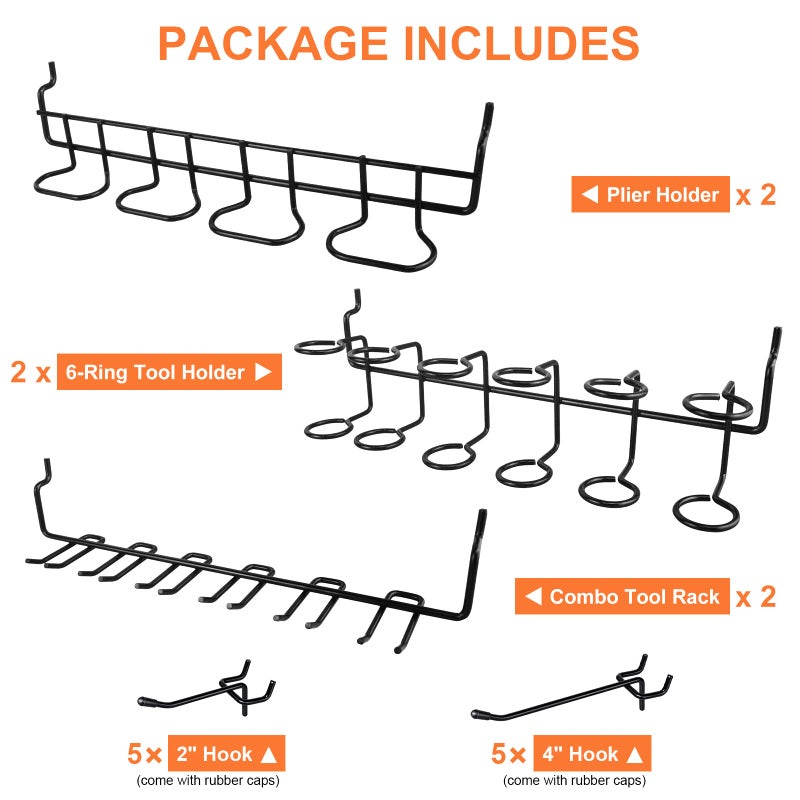 G.CORE 16 Pack Pegboard Utility Hooks, Peg Board Holders & Rack for Screwdriver Piler Multi Tool Accessories, Fit 1/4"" & 1/8"" Pegboards, Wall Organizers and Storage for Craft Room, Garage, Workbench, Office - Image 3